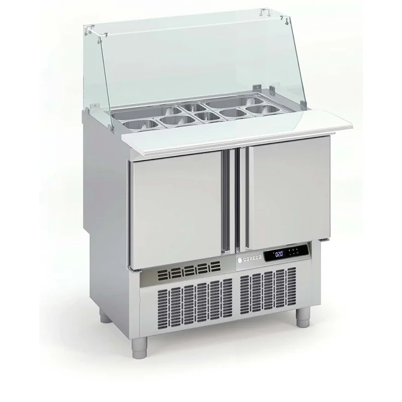 Livraison Express Saladette Réfrigérée Positive pour Fast-Food - 2 Portes - 169 L - 15 Bacs GN 1/6