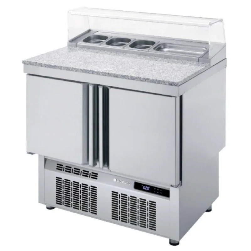 Saladette Réfrigérée Positive - 2 Portes - 169 L - 5 Bacs GN 1/6 Réduction
