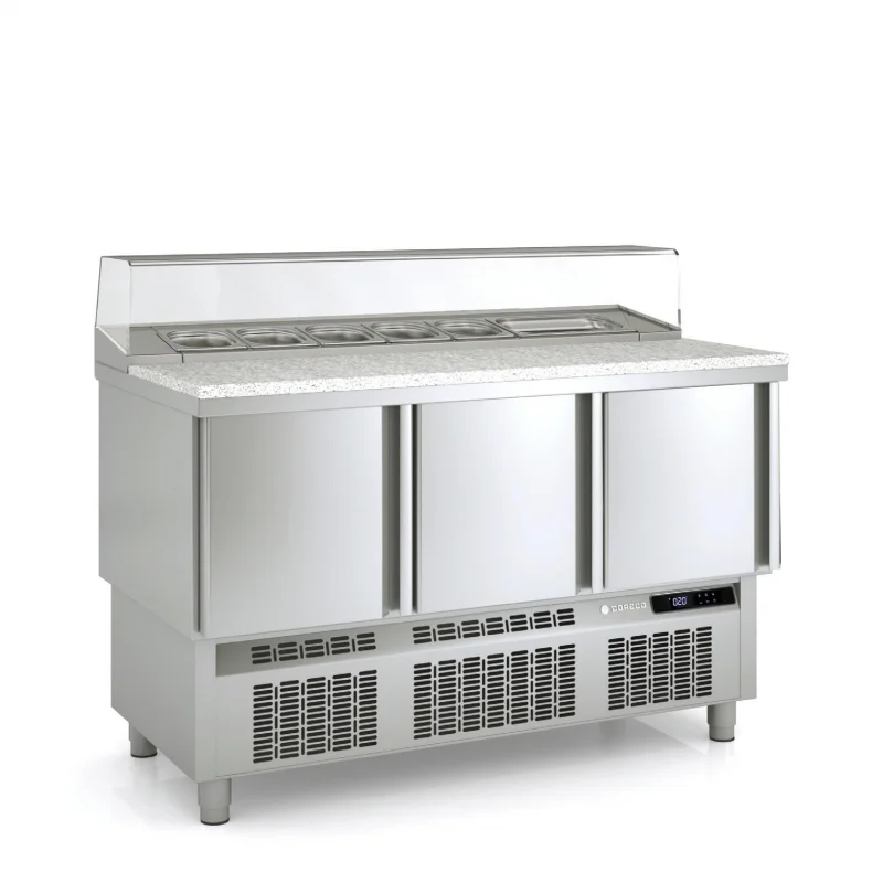 Seulement Aujourd’hui Saladette Réfrigérée Positive - 3 Portes - 264 L - 7 Bacs GN 1/6
