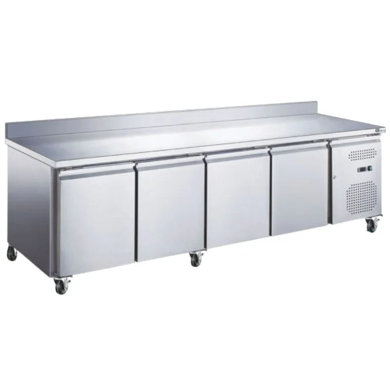 Table Réfrigérée GN 1/1 Positive Profondeur 700 mm- 4 Portes - Avec Dosseret Bon Marché