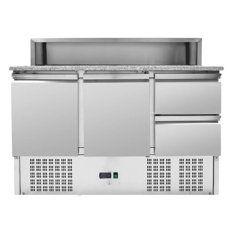 Seulement Aujourd’hui Meuble à Pizza Réfrigéré Toit Inox 8 x GN1/6 - 2 Portes et 2 Tiroirs
