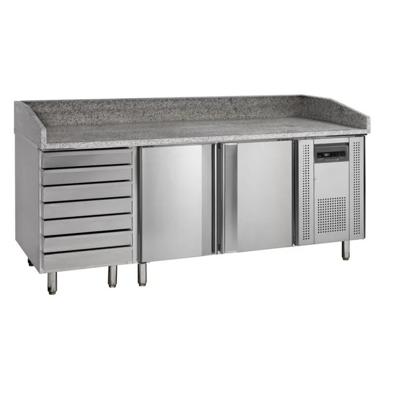Table à Pizza en Inox - 2 Portes et 7 Tiroirs Achetez Aujourd’hui
