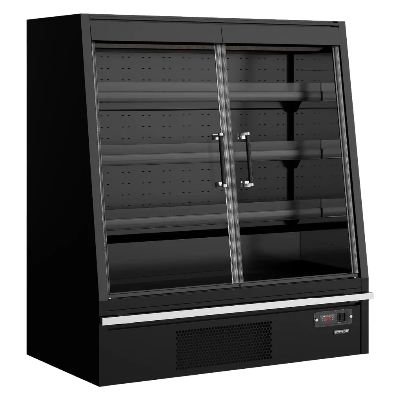Vitrine Réfrigérée Basse Supermarché avec 2 Portes Noir - 360 L Livraison Gratuite