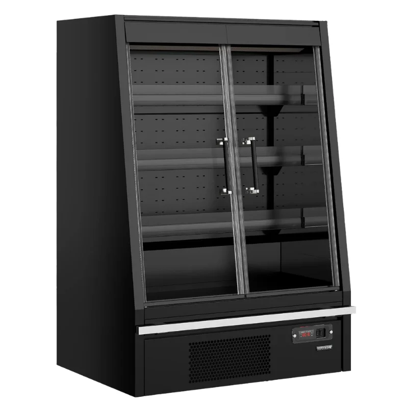 Seulement Aujourd’hui Vitrine Réfrigérée Basse Supermarché avec 2 Portes Noir - 270 L