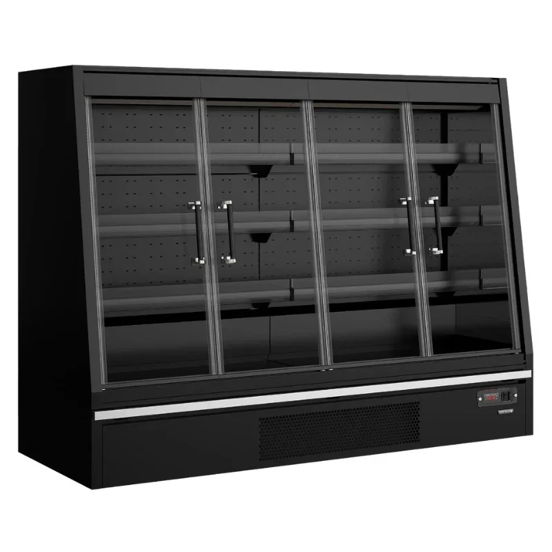 Expédié Aujourd’hui Vitrine Réfrigérée Basse Supermarché avec 4 Portes Noir - 540 L