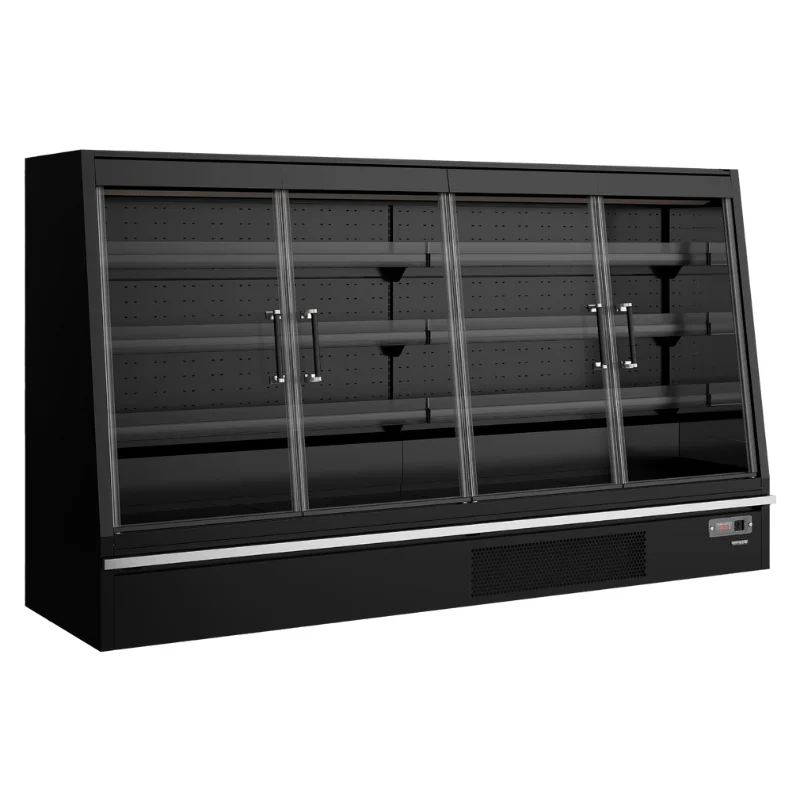 Vitrine Réfrigérée Basse Supermarché avec 4 Portes Noir - 720 L Meilleure Vente