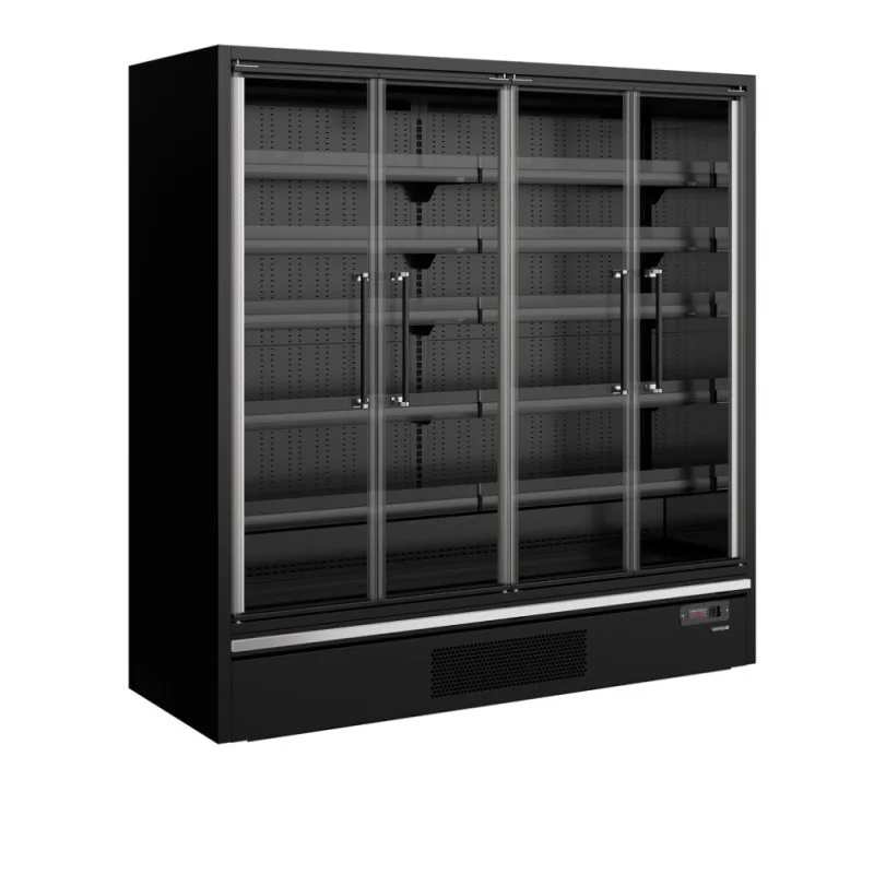 Vitrine Réfrigérée de Supermarché Noir - 4 Portes Vitrées - 943 L Satisfait Ou Remboursé