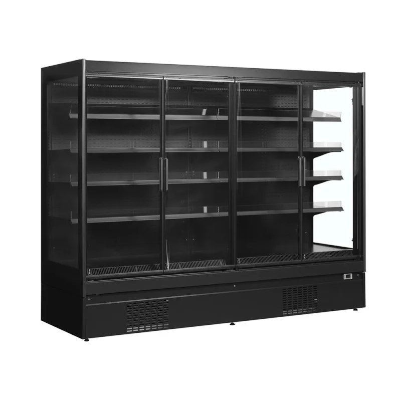 Vitrine Réfrigérée de Supermarché Positive Noir - 4 Portes - 1540 L Soldes