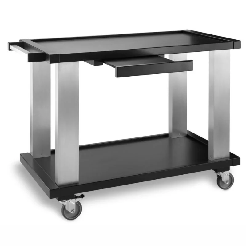 Chariot en Bois et Aluminium - 2 Plateaux - Noir Promotion Saisonnière