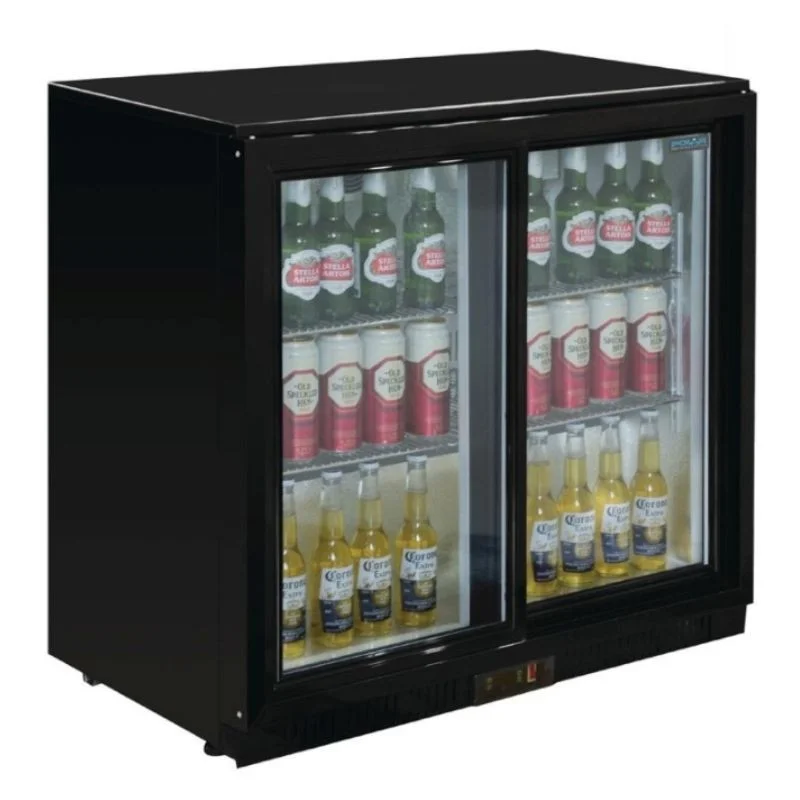 Marque Arrière-Bar Noir 2 Portes Coulissantes 180 Bouteilles - 208 L