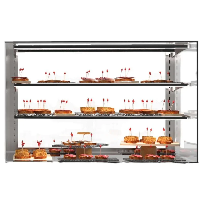 Vitrine Neutre - VISION Présentoirs avec Double LED et Étagères - L 1000 mm Vente Flash