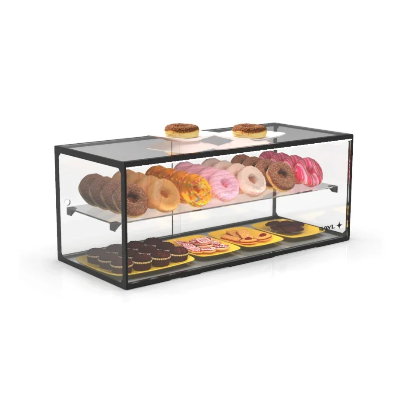 Vitrine Neutre - NEUTRE Présentoirs en Verre Droits 2 Étage - avec LED - H 375 mm Offre Spéciale
