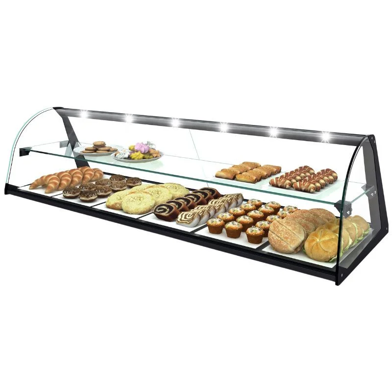 Promotion Vitrine Neutre - NEUTRE Présentoirs en Verre Incourvé avec Étagères et LED - L 1190 mm