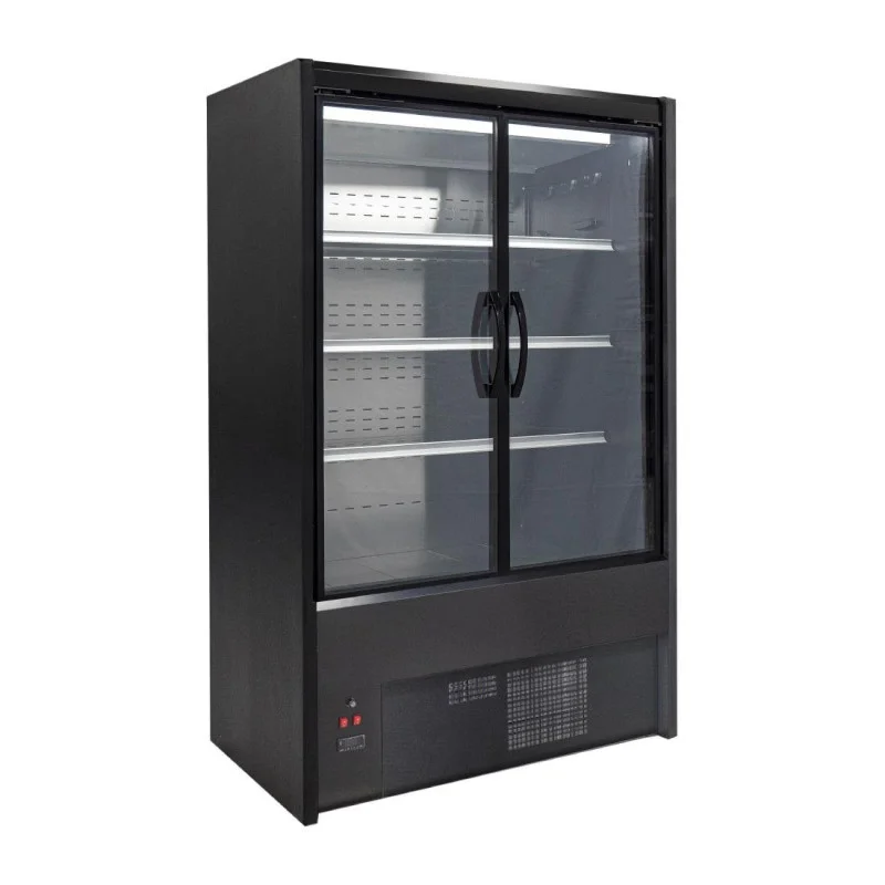Dernière Chance Vitrine Réfrigérée Libre-Service Noire Cervinho à Portes Battantes - 1200 mm