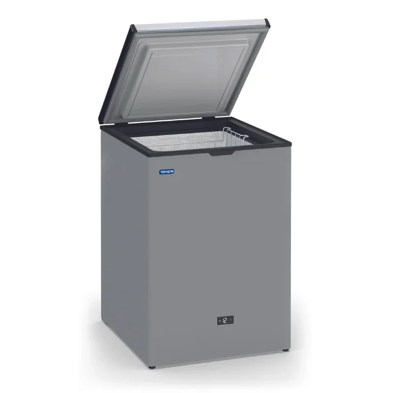 Petit Prix Congélateur Coffre Aspect Inox et Couvercle Inox - 110 L