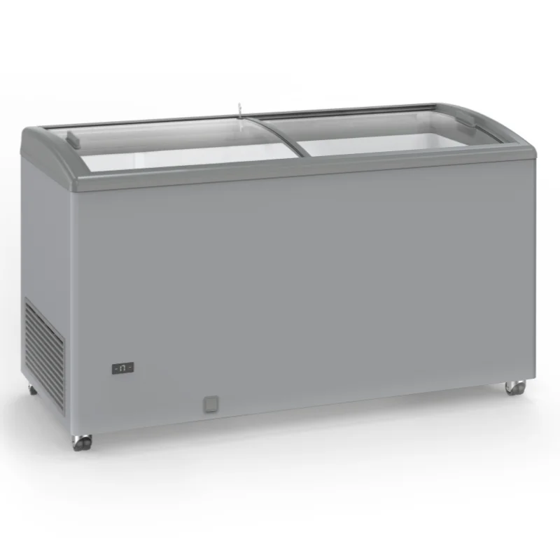 Congélateur Aspect Inox à Portes Coulissantes Vitrées - 500 L Vente Flash