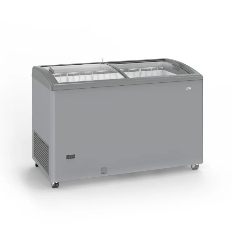 Congélateur Aspect Inox à Portes Coulissantes Vitrées - 400 L Nouvelle Collection