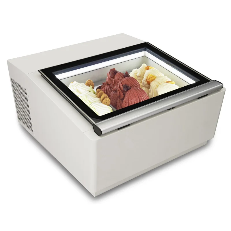 Quantité Limitée Vitrine à Glace à Poser Blanche - Statique - 3 x 5 L