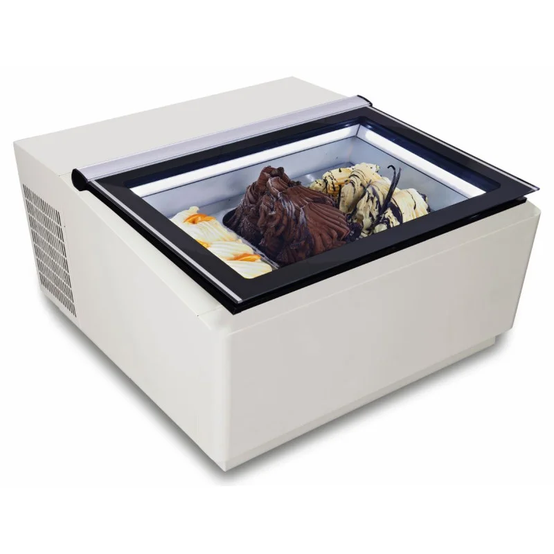 Vitrine à Glace à Poser Blanche - Statique - 3 x 5 L - Côté Client Commander Vite