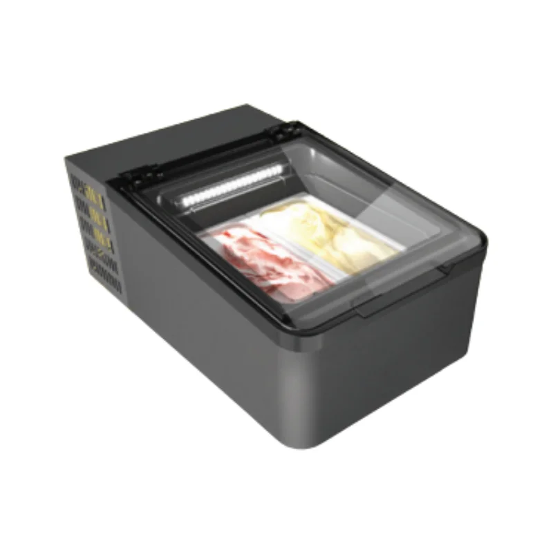 Usine Directe Vitrine à Glace Mini Cream 2V LED - Gris - 2 x 5 L