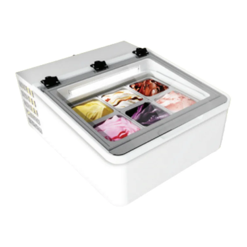 Vitrine à Glace Mini Cream 3V LED - Blanc - 3 x 5 L Bon Plan