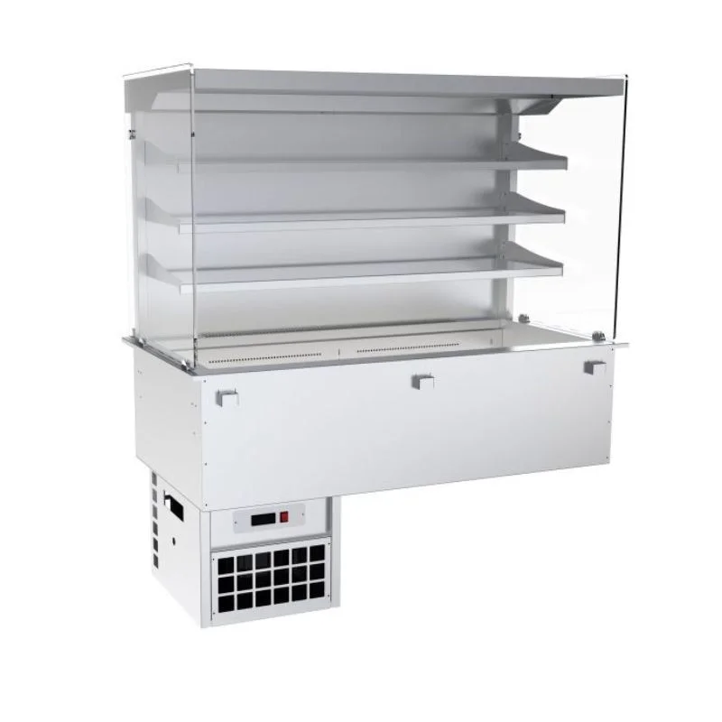 Dernière Chance Vitrine Réfrigérée Murale Droite avec Rideau et Cuve Réfrigérée Ventilée 4 GN 1/1 - L 1460 x P 730 mm