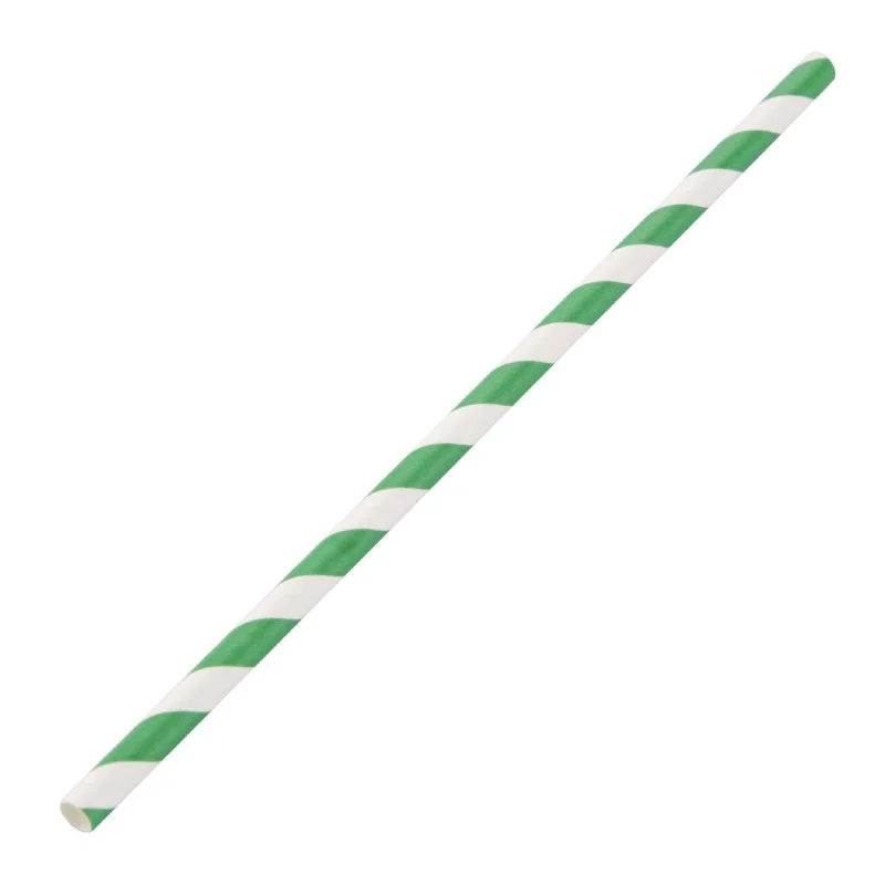 Pailles Compostables Vertes et Blanches en Papier - L 210 mm - Lot de 250 Prix Promo