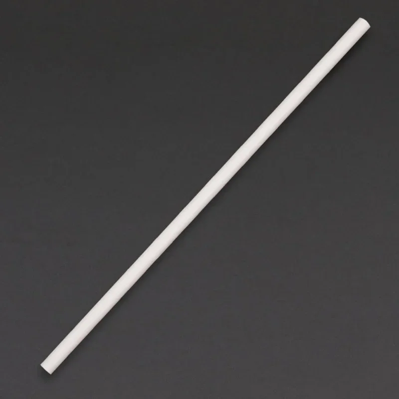 Authentique Pailles Compostables Blanches en Papier - L 210 mm - Lot de 250