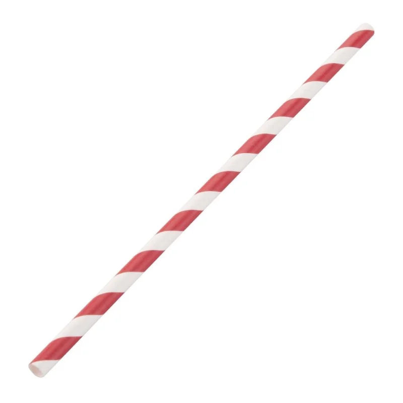 Pailles Compostables Rouges et Blanches en Papier - L 210 mm - Lot de 250 Meilleur Choix