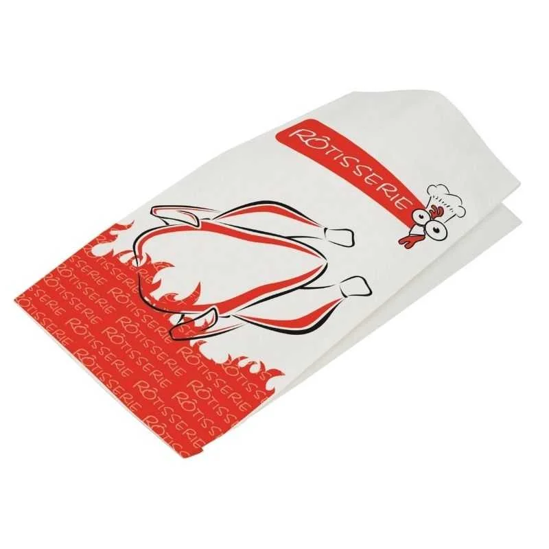 Sac pour Poulet Rôti Kraft Rouge et Blanc - 17 x 35,5 cm - Lot de 500 Affaire À Saisir