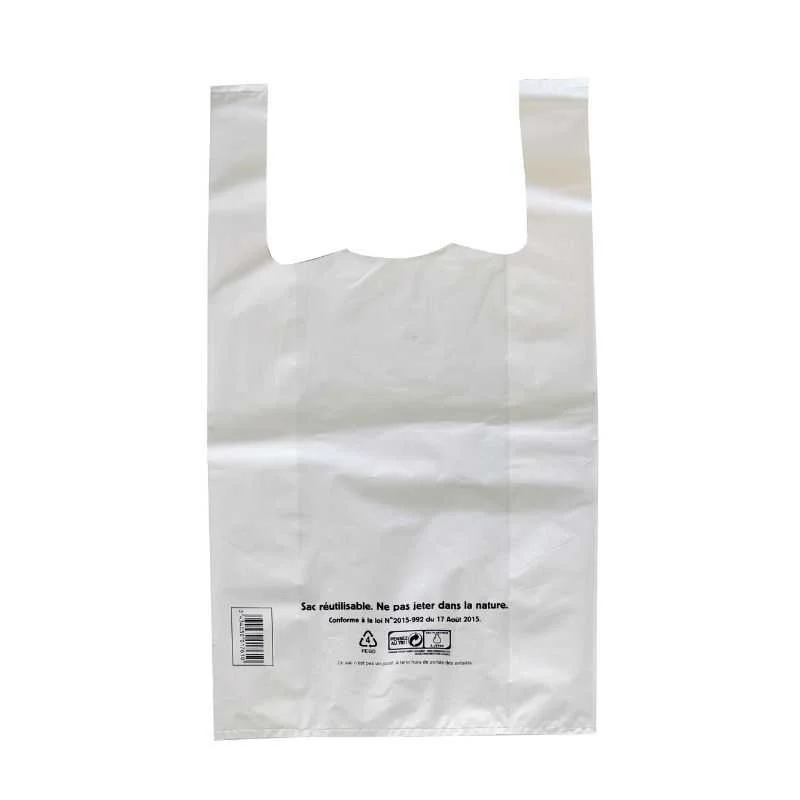 Meilleur Choix Sac Bretelle Réutilisables Blanc - 10 L - Lot de 500