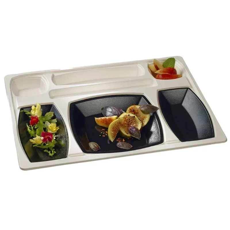Kit Plateau Repas Gala Blanc et Noir - 432 x 332 mm - Lot de 15 Must-Have