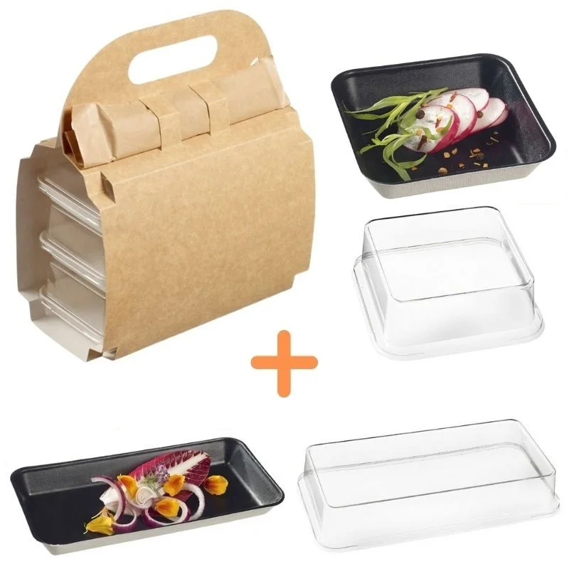 Pack Valisette avec Assiettes Kanopée Noires - 150 Kits Prix Cassé