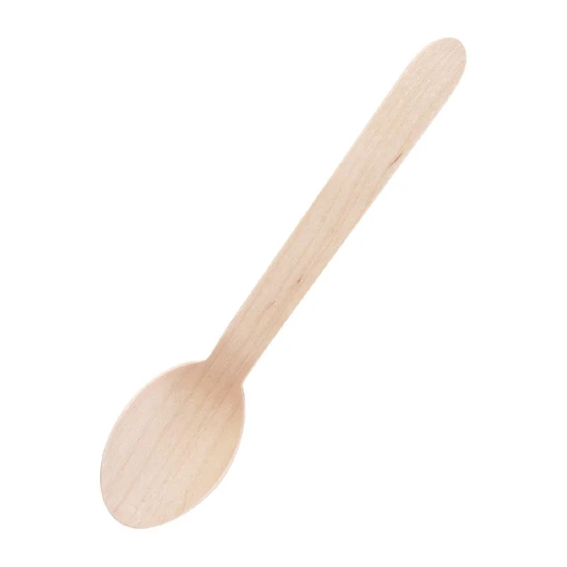 Cuillère à Dessert en Bois Biodégradable 166 mm - Lot de 100 Pas Cher