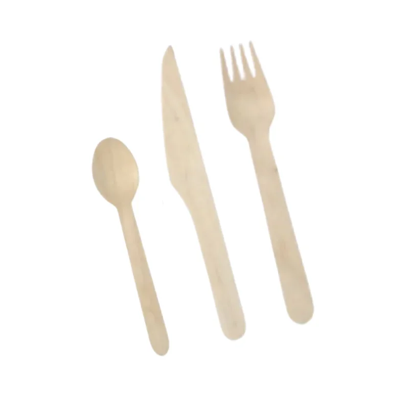 Couverts en Bouleau - Kit 3 Pièces : Couteau, Fourchette, Cuillère - Lot de 250 Commander Vite