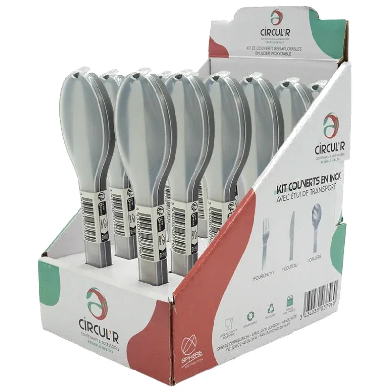 Nouvel Arrivage Kit Couverts en Inox en Présentoir - Lot de 12 Couverts