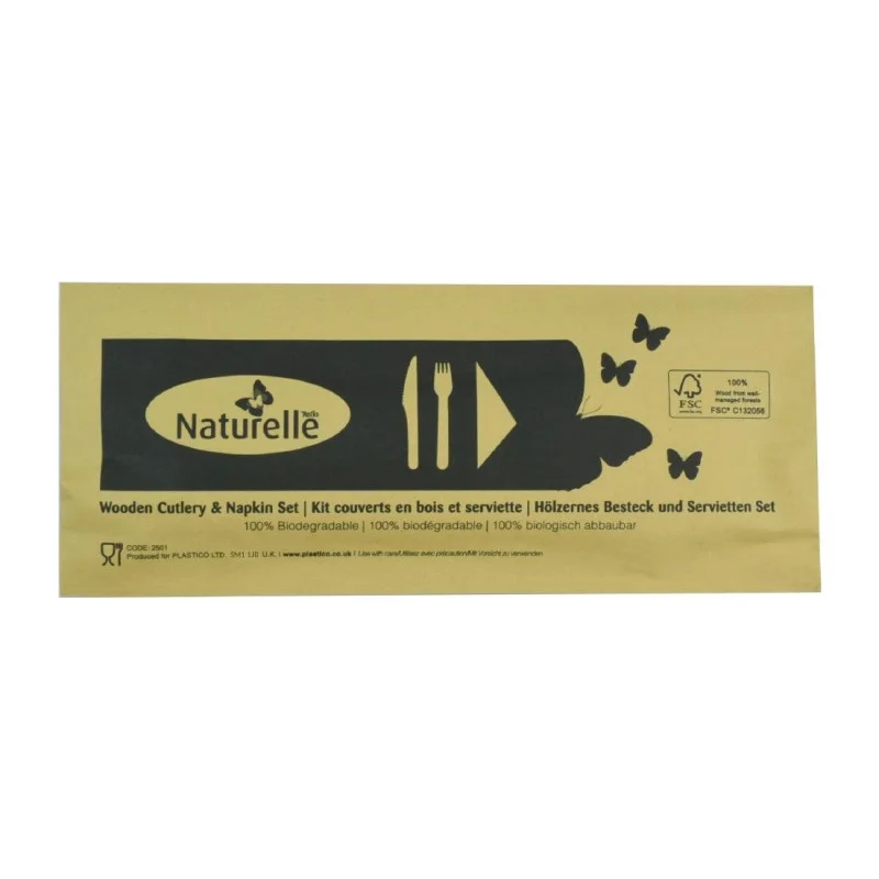 Ensembles de Couverts en Bois 3-en-1 Emballages Individuels - Lot de 250 Affaire À Saisir