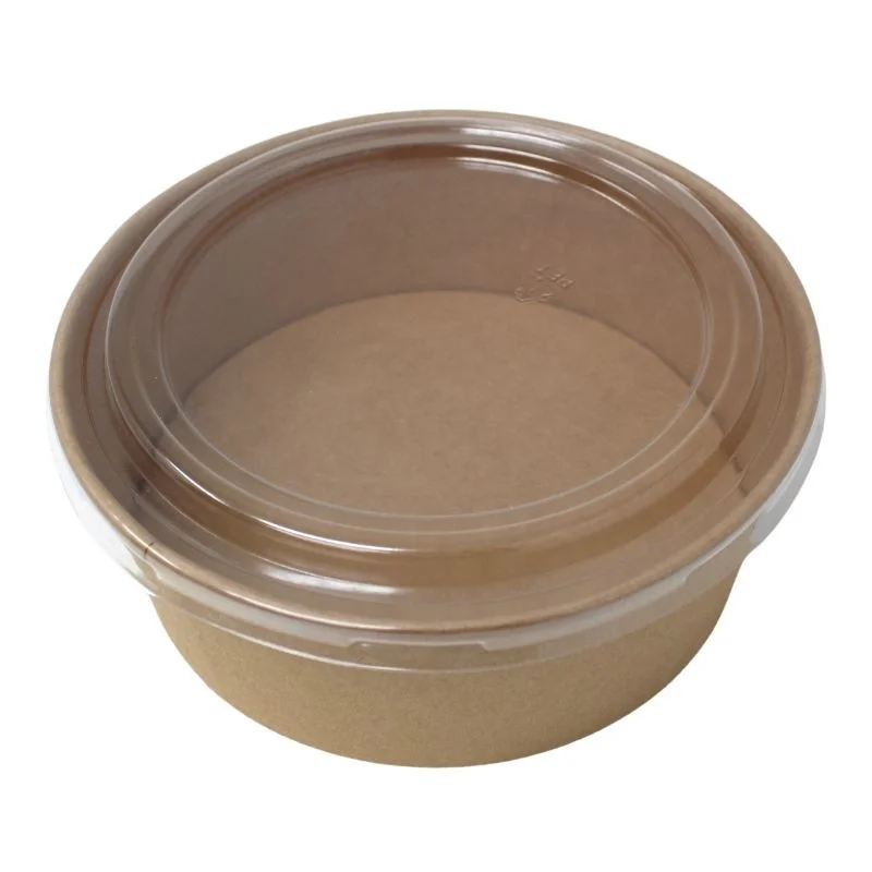 Bol à Salade Kraft avec Couvercle PET - 1300 ml - Lot de 300 Dernier Modèle