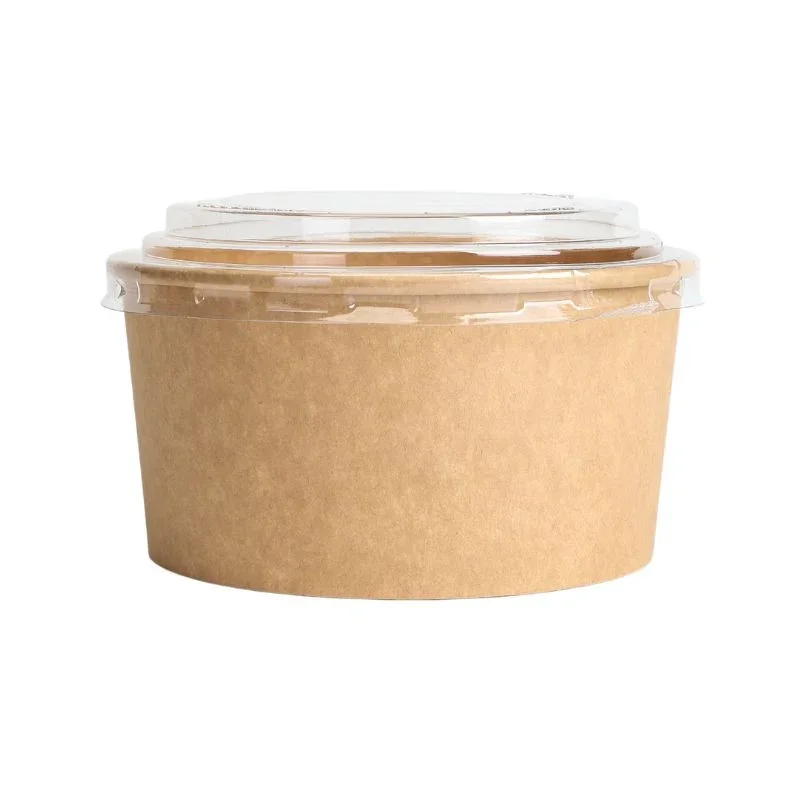Bol à Salade Kraft avec Couvercle PET - 1000 ml - Lot de 300 Expédition Rapide