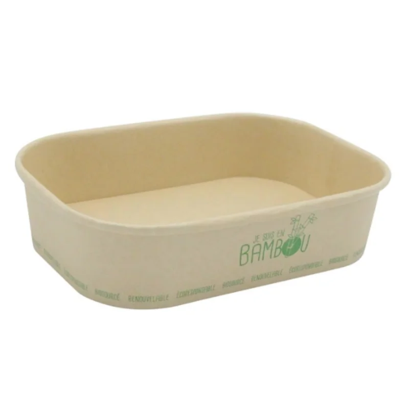 Barquette Bambou Micro Ondable "Je Suis en Bambou" - 50 cl - Lot de 50 Acheter Direct
