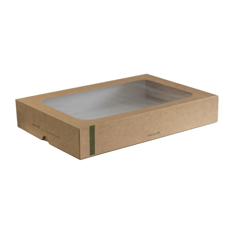 Grandes Boîtes Compostables avec Couvercle à Fenêtre - Lot de 25 Vente Directe
