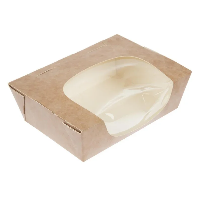 Barquettes À Salade Kraft Recyclables avec Fenêtre Acétate - 825ml - Lot de 200 Authentique