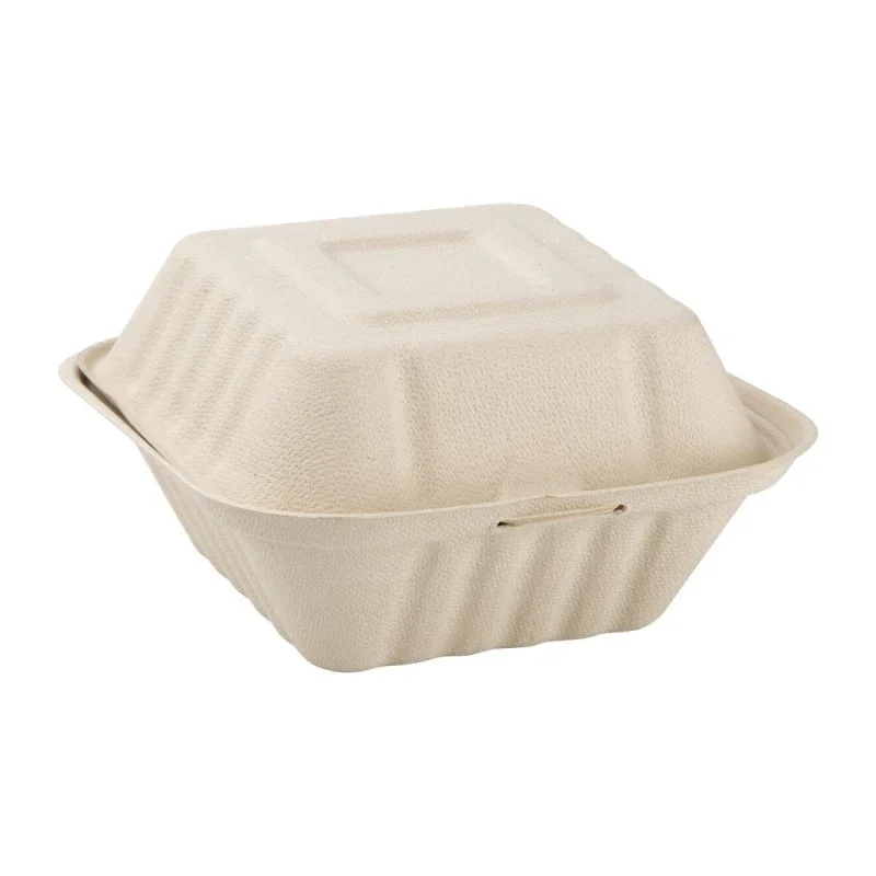 Boîtes Hamburger Compostables Bagasse Naturel 152 mm - Lot de 500 Offre Exclusive