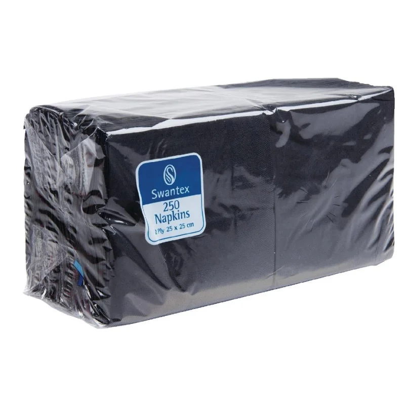Serviettes Cocktail Noires 2 Plis - 250 x 250 mm - Lot de 2000 Prix Réduit