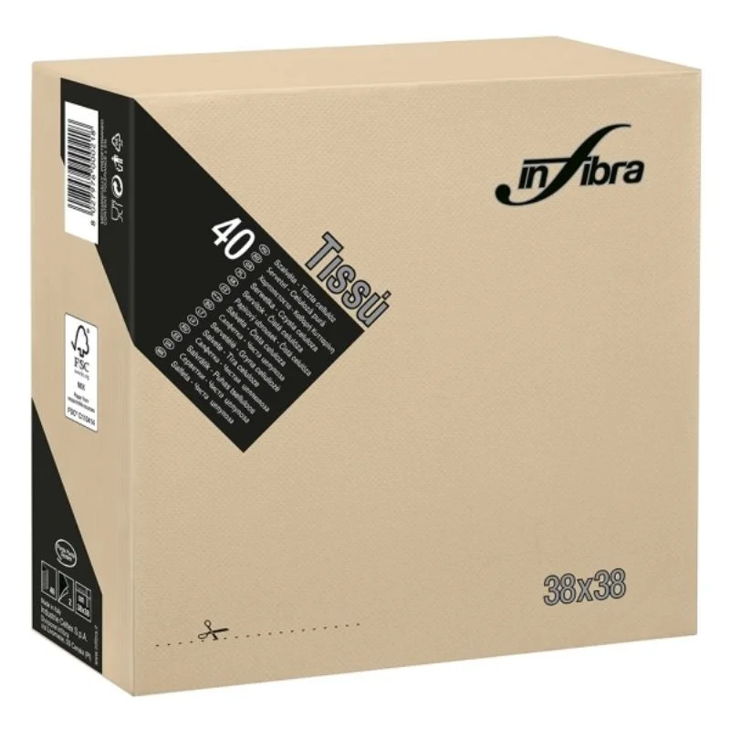 Prix Bas Serviette en Cellulose 2 Plis 38 x 38 - Greige - Lot de 1440