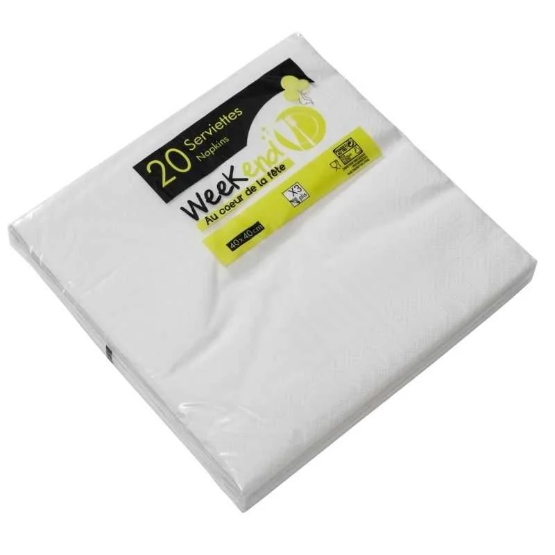 Remise Serviettes "Week-End" 3 Plis - 40 x 40 cm - Lot de 20
