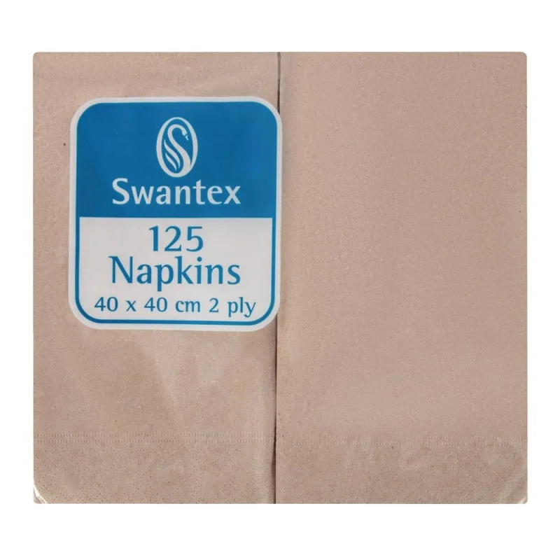 Certifié Serviettes Kraft Compostables Pré-pliées 2 Plis 400 x 400 mm - Lot de 2000