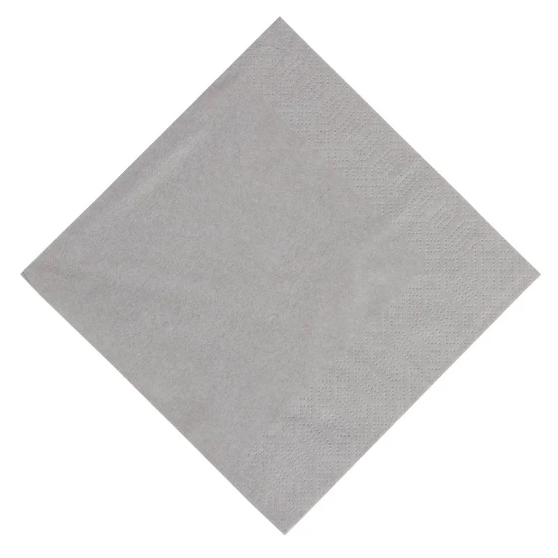 Seulement Aujourd’hui Serviettes Snacking Ouate Gris Granite Compostables - 3 Plis - 330 x 330 mm - Lot de 1000