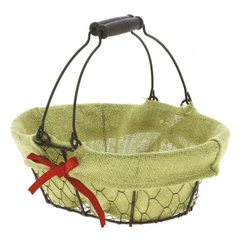 Panier Ovale Métal et Tissu Marron 280 x 200 mm Commander Vite