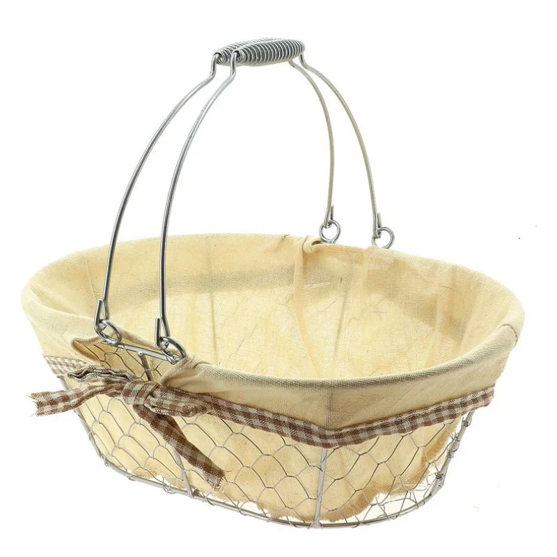 Marque Panier Ovale Métal et Tissu Beige 360 x 260 mm